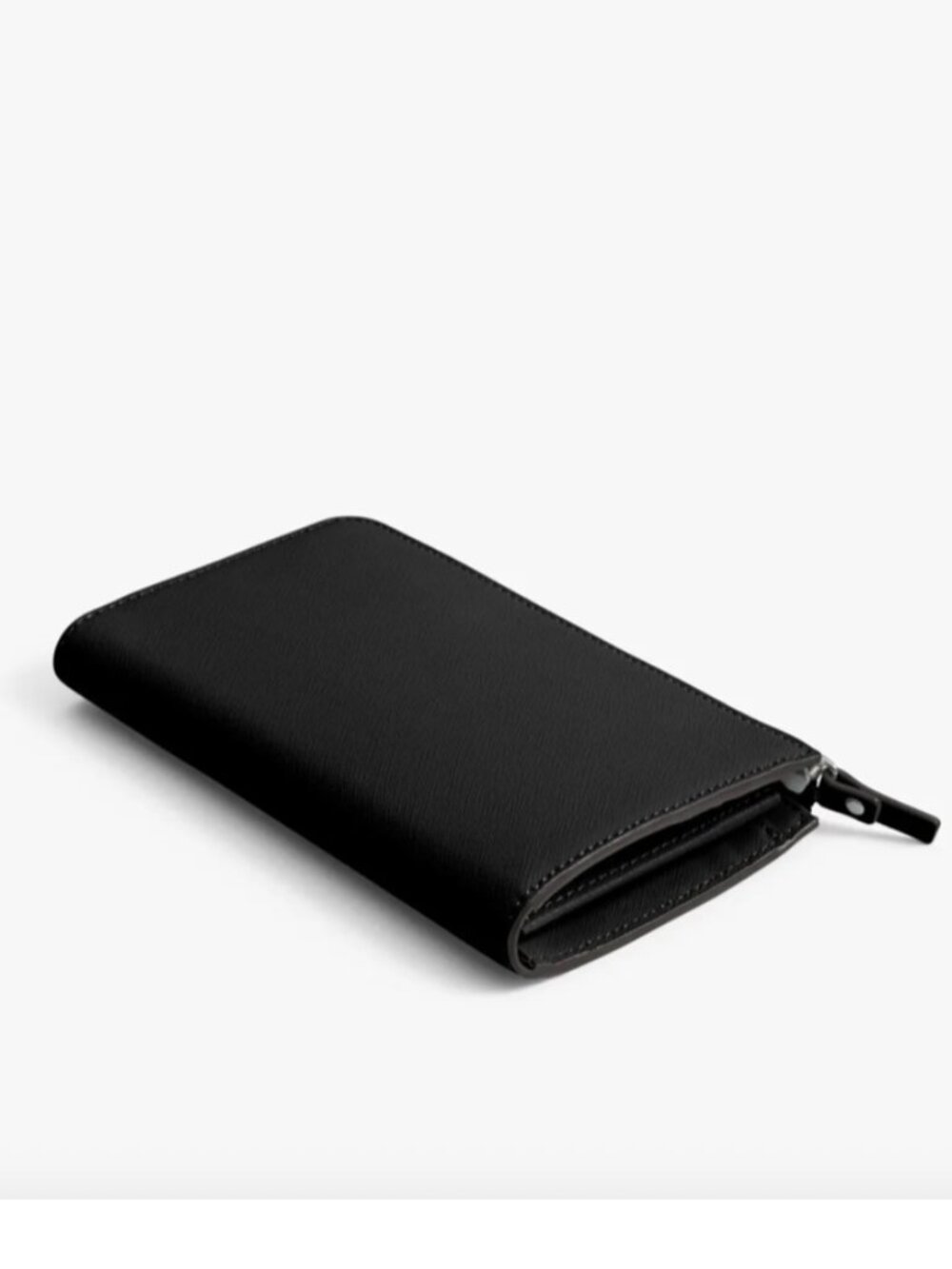 Black Leather Wallet Lo & Sons,  Saffiano Leather w/Grey Inside - Very Good Cond